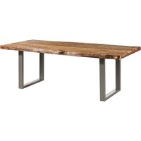 FREEFORM 5 tavolo da pranzo in legno di sheesham - sabbiato natur / gambe in ferro U argento matt 180x90