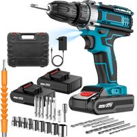 Cacciavite a percussione a batteria Trapano portatile Utensile elettrico 32 Impostazione di coppia Cacciavite elettrico a 2 velocità con 2 batterie