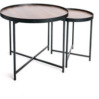 Ensemble de 2 tables d'appoint gigognes rondes avec bords