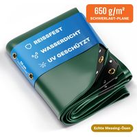 NEMAXX® Abdeckplane 650 g/m² 3x2 m (6 m²) Grün – reißfeste PVC-Gewebeplane, 100 % wasserdicht & UV-beständig, Messing-Ösen, verschweißter Saum – für LKW, Anhänger, Boot, Holz, Pool & Garten
