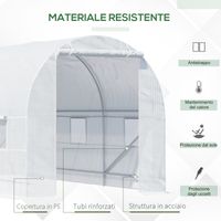 Serre Tunnel Accessible 4,5x2x2 m – Fenêtres Grillagées en Acier Galvanisé – Blanche