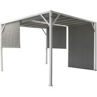 Gazebo pergola 3x3 m in metallo verniciato bianco con tende laterali beige - Tiglio