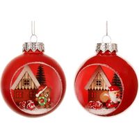 Pallina di Natale Rossa Aperta - Fantasie Assortite - D. 8 cm