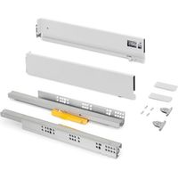 Emuca 3203012 Tiroir extérieur Vertex Push Synchro avec réglages 3D, hauteur 93mm , 40kg, profondeur 350mm, Acier, Peint en bla