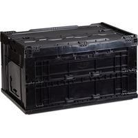 Boîte de transport, lot de 2, stable, pour commerce, de qualité 60 litres HxlxP 32,5x58,5x39,5cm, noir