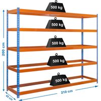 Scaffale metallico SimonRack 5 livelli blu acciaio 2000x2100mm