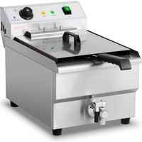 Royal Catering – Friteuse professionnelle 16 l – Puissance 6000 W – Température réglable 60-200 °C – Robinet de vidange pour évacuation facile