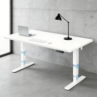 Bureau réglable en hauteur HUANUO, capacité de charge de 120 kg, plateau de 180 x 80 cm, bureau électrique, hauteur réglable de 60 à 125 cm, piètement à 3 niveaux, 2 moteurs, bureau assis-debout élect