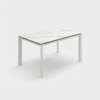 Mesa de comedor extensible de cerámica con patas de metal Linear - Blanco