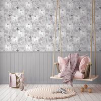 Sfondo fotografico Profhome 770761 Carta da parati TNT liscia per bambini opaca grigio bianco rosa-chiaro grigio-scuro 1,59 m x 2,8 m