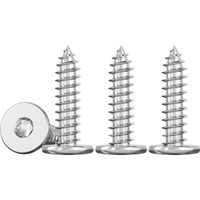 M5 Torx screws with flat head, thin, self-tapping, 50 pieces, stainless steel 304, wood screws, continuous thread, M5 x 20 mm