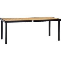 Outsunny – Table de jardin aluminium 190x90x74cm – Plateau aspect bois naturel – Pour 8 personnes – Cadre léger et robuste – Patins antidérapants réglables