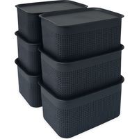 Stackable Storage Boxes, Set Of 6, Lids, Ventilated