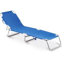 lettino prendisole pieghevole e reclinabile essenza "maiorca" in acciaio e pvc blu 188x24x55 cm