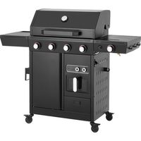 Barbecue a gaz - Cookingbox - Airgrill - 4 brûleurs - Fonction Air Fryer - Cuve en acier - Grilles de cuisson en fonte émaillée