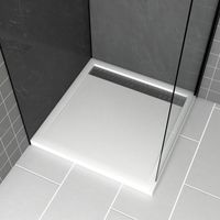 receveur en acrylique blanc 90x90x4 cm + grilles linéaires chrome et gun metal - whiteness ii