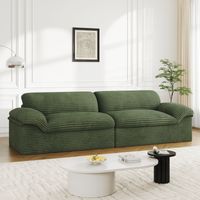 Canapé modulable compressé 3 Places en Velours Côtelé,Design scandinave,Sans assemblage,Mousse haute densité,260x103x80cm,Vert