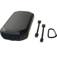 PowerNeed Power Bank da 20000 mAh con Pannello Solare, Tecnologia Li-Poly, 1,5 W PV, Ricarica Wireless Qi, USB QC 3.0, Indicatore LED, Design Nero S20000C