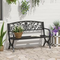 Banc Jardin Extérieur Métal Fonte 127x60x85cm Noir