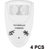 Pack Ultrasonic Pest Repeller - Anti-Mouse - Ready-to-Use Pest Repellent, Ideal for Mice, Also Effective Against Cockroaches, Ants, and Mosquitoes (White)