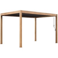 Pergola bioclimatique autoportée 3x4m en aluminium bois gris