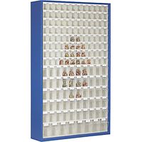 Armario-almacén de chapa de acero con 154 cajas plegables