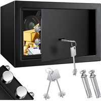 KESSER® Cassaforte per mobili con serratura a doppia mappa, Cassetta di sicurezza, Cassaforte a pavimento, Cassaforte a muro con 2 chiavi e viti di fissaggio, 30x20x20cm, Nero