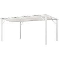 Paragon Outdoor Almuiminium Pergola "Florenz" Pavillon mit ausziehbarem Sonnensegel, weiß, 350 x 505 x 236 cm (L x B x H)