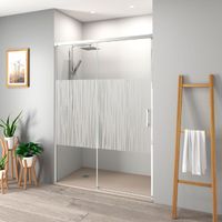 Duschwand mit Schiebetür für Nische MUSE chrom - Glas 6 mm / 105 cm / mit Sichtschutz