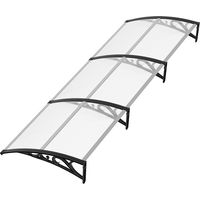 Randaco Vordach Haustür 300×100 cm – Pultbogenvordach mit Polycarbonat-Dach & robusten ABS-Stützarmen
