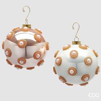 EDG Enzo De Gasperi Addobbo Palla Natale con Perle e Strass Ass. D 13 Cm White Pink 1 Pz