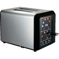 Techwood TGP-340D Tostadora 2 ranuras 800W, 6 niveles de tostado, pantalla de nivel de dorado y tiempo restante, gris