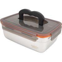 Aufbewahrungsbehälter aus Edelstahl 304 mit Griff, auslaufsichere Lunchbox, quadratischer Aufbewahrungsbehälter, 2700 ml