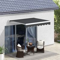 Tente Électrique Rétractable et Manuel 250x200 cm Tente Portable avec Télécommande Manivelle Cadre en Aluminium Gris