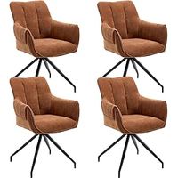CHAIRUS Dinging Chairs 4Pcs Chenille Modern Simple Kitchen Chairs with Comfortable Backrest Swivel Armchairs for Living Room Restaurant, Orange
