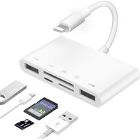Lecteur de cartes SD/TF pour iPhone, adaptateur USB 5 en 1 pour iPhone, adaptateur pour appareil photo USB, adaptateur OTG femelle USB 2.0 compatible avec iPhone