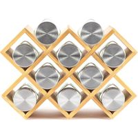 Étagère à épices en bois, certifiée FSC®, étagère à épices pour armoire, étagère à épices pour porte d'armoire, organisateur de cuisine sans perçage (marron 10 verres)