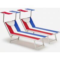 2er Set professionelle Liegestühle Strandliegen Sonnenliegen aus Aluminium für den Strand Santorini Europe - Frankreich