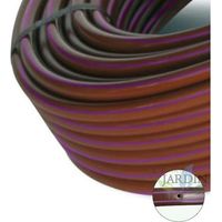 Lila Bandschlauch 16 mm bei 50 cm Abstand durch selbstkompensierenden Tropfer, braun mit lila Bändern 100 Meter
