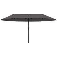 Ombrellone da Giardino 4.6x2.7m 12 Stecche Prese d'Aria Manovella Acciaio Poliestere Anti UV Grigio