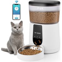Futterautomat 4 L 2,4-G-WLAN-Futterspender für Katzen und Hunde, verbundene App, 10-s-Sprachaufzeichnung, 1–10 Mahlzeiten pro Tag (weiß)