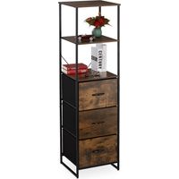 Relaxdays Scaffale in Stile Industriale, 3 Ampi Cassetti, 3 Ripiani, Soggiorno, Salotto, HLP155x43x42,5 cm, Marrone/Nero