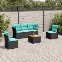 vidaXL 6 Piece Garden Sofa Set with Cushions Black Poly Rattan (US only)