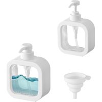 2 Distributeur Savon, 300 ML Transparent, Plastique Réutilisable, Avec Entonnoir, Pour Salle De Bain Et Cuisine