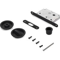 Emuca Kit de cerradura con condena redonda para puerta corredera, diámetro 57mm, Acero, Pintado negro