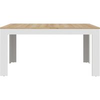 Table a manger extensible - BOHOL - Rectangle - Blanc combiné couleur bois - 8 personnes - L 160-206,6 x P 90,2 x H 78,2 cm