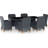 Set da pranzo 7 pezzi con cuscini resina intrecciata grigio scuro 020014637