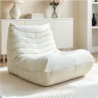 Pouf poire confortable et moelleux 100 x 90 x 70 cm design incurvé Fauteuil-canapé pour salon, chambre et bureaux Flanelle Blanc