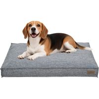 UNHO - Coussin pour chien orthopédique - Housse en lin aéré déhoussable et lavable - Rembourrage en mousse haute résilience - Confort optimal pour animaux - Gris L 88.5x59.5x10cm