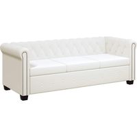 Canapé Sofa Chesterfield à 3 places cuir synthétique blanc